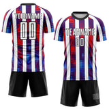 Custom Black White Blue-Red Gradient Stripe Colombia Sublimation Soccer Uniform Jersey