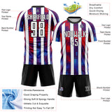 Custom Black White Blue-Red Gradient Stripe Colombia Sublimation Soccer Uniform Jersey
