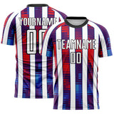 Custom Black White Blue-Red Gradient Stripe Colombia Sublimation Soccer Uniform Jersey