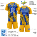Custom Gold Thunder Blue-White Gradient Stripe Colombia Sublimation Soccer Uniform Jersey