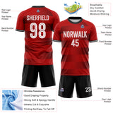 Custom Red White-Black Gradient Horizontal Stripes England Style Sublimation Soccer Uniform Jersey