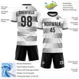Custom White-Black Gradient Horizontal Stripes Sublimation Soccer Uniform Jersey