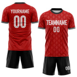 Custom Red White-Black Geometric England Style Sublimation Soccer Uniform Jersey