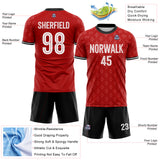 Custom Red White-Black Geometric England Style Sublimation Soccer Uniform Jersey