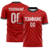 Custom Red White-Black Geometric England Style Sublimation Soccer Uniform Jersey