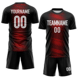 Custom Black White-Red Brush Stroke Diagonal Stripe Sublimation Soccer Uniform Jersey