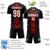 Custom Black White-Red Brush Stroke Diagonal Stripe Sublimation Soccer Uniform Jersey