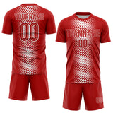 Custom Red-White Brush Stroke Diagonal Stripe England Style Sublimation Soccer Uniform Jersey