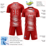 Custom Red-White Brush Stroke Diagonal Stripe England Style Sublimation Soccer Uniform Jersey