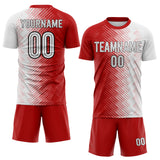 Custom Red White-Black Split Brush Stroke Diagonal Stripe England Style Sublimation Soccer Uniform Jersey