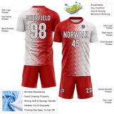 Custom Red White-Black Split Brush Stroke Diagonal Stripe England Style Sublimation Soccer Uniform Jersey