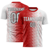 Custom Red White-Black Split Brush Stroke Diagonal Stripe England Style Sublimation Soccer Uniform Jersey