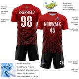 Custom Red White-Black Diagonal Geometric Line Sublimation Soccer Uniform Jersey