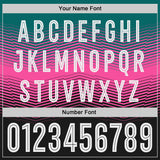 Custom Teal White Pink-Black Gradient V Stripe Sublimation Soccer Uniform Jersey