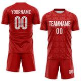 Custom Red White-Black Floral England Style Sublimation Soccer Uniform Jersey