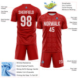 Custom Red White-Black Floral England Style Sublimation Soccer Uniform Jersey