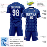 Custom Royal White-Black Floral England Style Sublimation Soccer Uniform Jersey