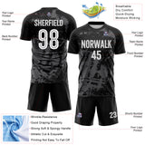 Custom Black White-Steel Gray Brush Stroke Splatter Sublimation Soccer Uniform Jersey