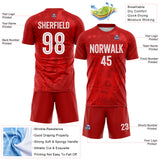 Custom Red-White Brush Stroke Splatter England Style Sublimation Soccer Uniform Jersey