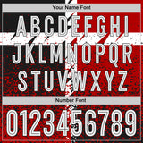 Custom Black White-Red Distressed Splatter Sublimation Soccer Uniform Jersey