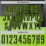 Custom Black Gray-Neon Green Geometric Diagonal Block Halftone Grid Sublimation Soccer Uniform Jersey