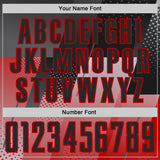 Custom Black Gray-Red Geometric Diagonal Block Halftone Grid Sublimation Soccer Uniform Jersey