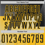Custom Black Gray-Gold Geometric Diagonal Block Halftone Grid Sublimation Soccer Uniform Jersey