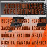 Custom Black Gray-Orange Geometric Diagonal Block Halftone Grid Sublimation Soccer Uniform Jersey