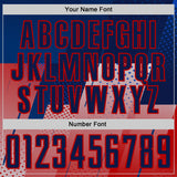 Custom Navy Blue-Red Geometric Diagonal Block Halftone Grid Sublimation Soccer Uniform Jersey