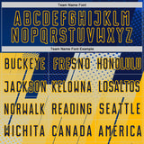 Custom Navy Blue-Gold Geometric Diagonal Block Halftone Grid Sublimation Soccer Uniform Jersey