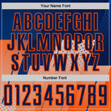 Custom Navy Blue-Orange Geometric Diagonal Block Halftone Grid Sublimation Soccer Uniform Jersey