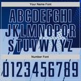 Custom Navy Blue-Light Blue Geometric Diagonal Block Halftone Grid Sublimation Soccer Uniform Jersey