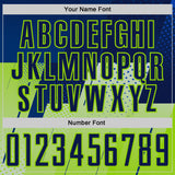 Custom Navy Blue-Neon Green Geometric Diagonal Block Halftone Grid Sublimation Soccer Uniform Jersey