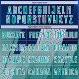 Custom Navy Teal Blue-White Geometric Diagonal Block Halftone Grid Sublimation Soccer Uniform Jersey