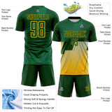 Custom Green-Gold Geometric Diagonal Block Halftone Grid Sublimation Soccer Uniform Jersey