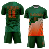 Custom Green-Orange Geometric Diagonal Block Halftone Grid Sublimation Soccer Uniform Jersey