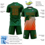Custom Green-Orange Geometric Diagonal Block Halftone Grid Sublimation Soccer Uniform Jersey