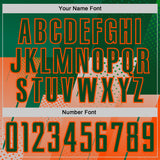 Custom Green-Orange Geometric Diagonal Block Halftone Grid Sublimation Soccer Uniform Jersey