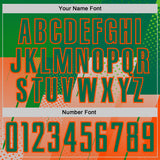 Custom Kelly Green-Orange Geometric Diagonal Block Halftone Grid Sublimation Soccer Uniform Jersey