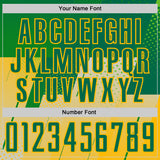 Custom Kelly Green-Gold Geometric Diagonal Block Halftone Grid Sublimation Soccer Uniform Jersey