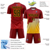 Custom Red-Gold Geometric Diagonal Block Halftone Grid Sublimation Soccer Uniform Jersey
