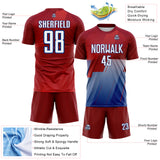 Custom Red White-Royal Geometric Diagonal Block Halftone Grid Sublimation Soccer Uniform Jersey