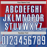 Custom Red White-Royal Geometric Diagonal Block Halftone Grid Sublimation Soccer Uniform Jersey