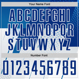Custom Royal Blue-White Geometric Diagonal Block Halftone Grid Sublimation Soccer Uniform Jersey