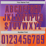 Custom Purple-Orange Geometric Diagonal Block Halftone Grid Sublimation Soccer Uniform Jersey