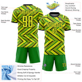 Custom Neon Yellow Black-Green Geometric Chevron Halftone Dot Australia Style Sublimation Soccer Uniform Jersey