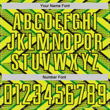 Custom Neon Yellow Black-Green Geometric Chevron Halftone Dot Australia Style Sublimation Soccer Uniform Jersey