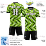 Custom Neon Green Black-White Geometric Chevron Halftone Dot Sublimation Soccer Uniform Jersey