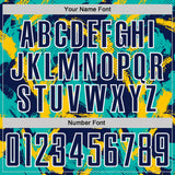 Custom Navy Aqua Yellow-White Brush Stroke Splatter Australia Style Sublimation Soccer Uniform Jersey