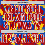 Custom Thunder Blue Red Yellow-White Brush Stroke Splatter Sublimation Soccer Uniform Jersey
